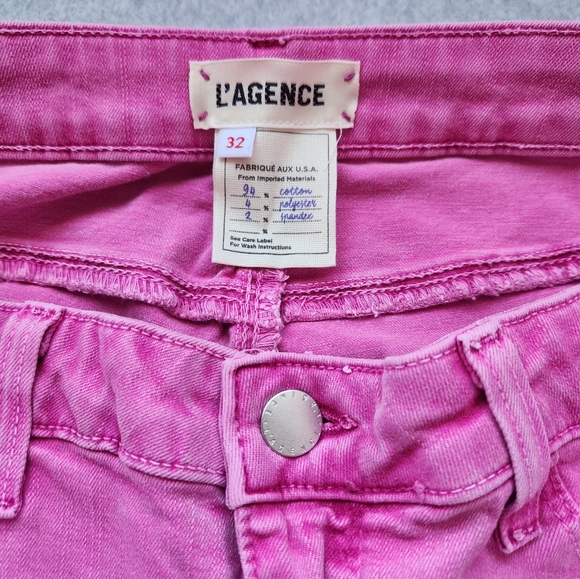 L'Agence Womens Margot Hi Rise Skinny Denim Crop Jean Pink NWOT Sz 32 BarbieCore - Picture 7 of 15